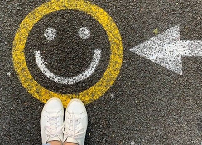 Smily face on concrete floor